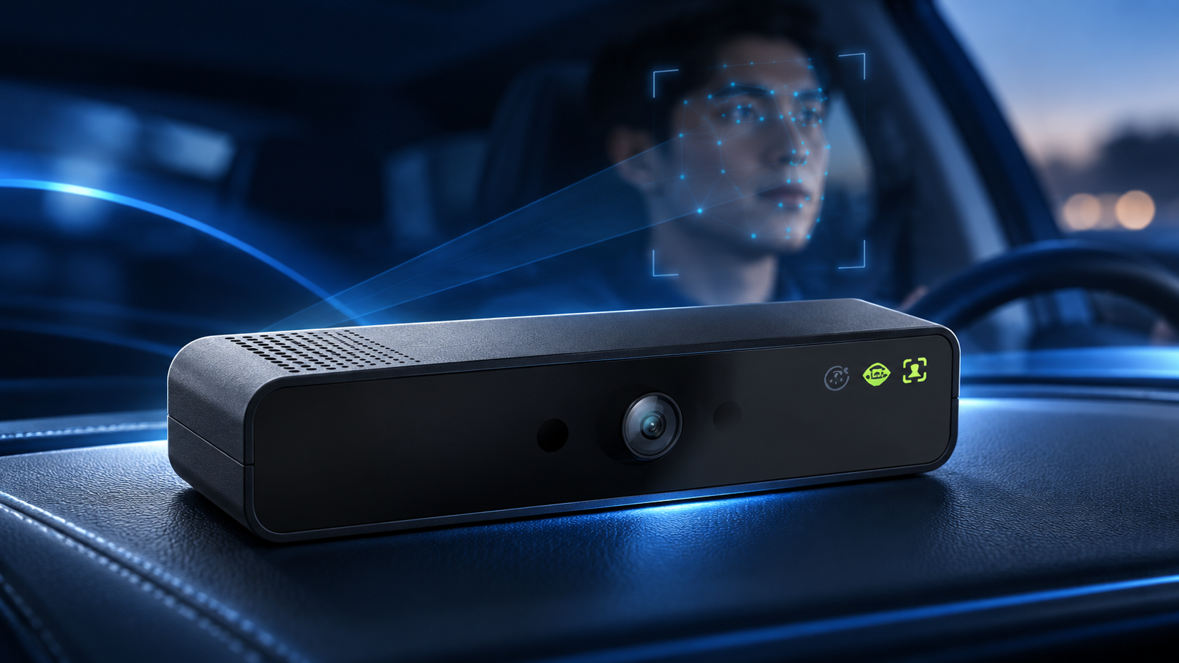 Composite visualization of HORUSEE DMS camera and driver tracking